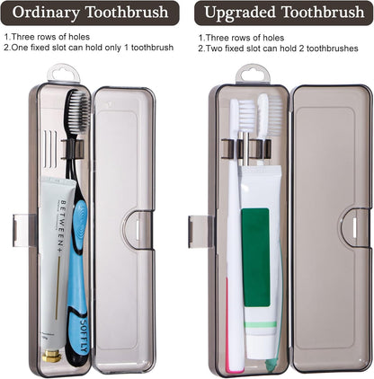 Toothbrush Travel Case 2 Pack, Clear Black Toothbrush Case Holder Travel Size Plastic Toothbrush Holder Toothpaste Storage Container Portable for Traveling, 7.87 x 2.36x 1.18”
