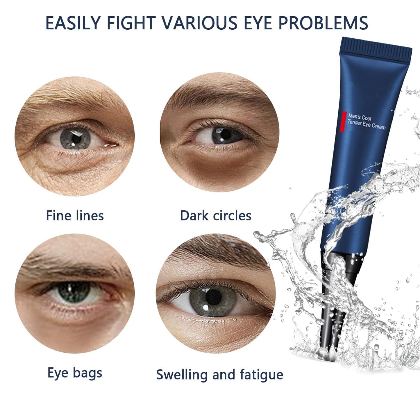 Men Eye Cream Anti Aging,Himse Awaken Peptide Depuffing Eye Gel,Men's Moisturizing Eye Cream Remove Eye Bags,Wrinkles,Fine Lines,Dark Circles,Puffiness and Bags Under Eyes (2PCS)