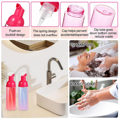 Zhehao 80 Pcs Lash Shampoo Bottle Brushes Kit 20 Foam Pump Dispensers 20 Lash Shampoo Brushes 20 Eyelash Aftercare Bag 20 Cleaning Pipes, Eyelash Extension Supplies(Rose Red)