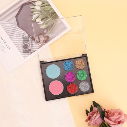 Empty Magnetic Eyeshadow Palette with Clear Top, Travel Makeup Organizer with 40Pcs Adhesive Metal Stickers For DIY Your Own Eyeshadow Lipstick Blush Powder (Small Palette - 4.8'' x 4'')