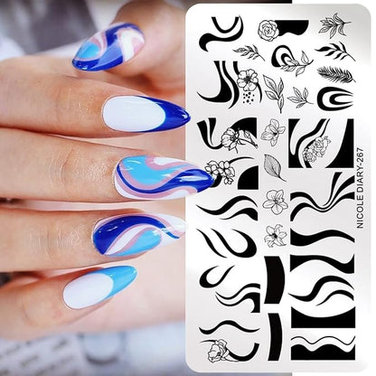 Nail stamping plates french wavy