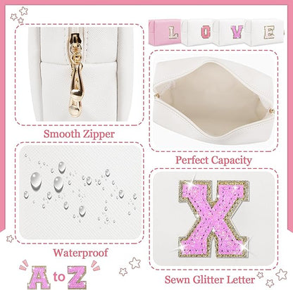 Initial letter patch makeup bag,