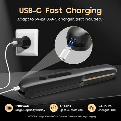 Cordless Hair Straightener and Curler 2 in 1, Titanium Flat Iron with Fast Heating, 4 Adjustable Temperature, Rechargeable Straightener for All Hair Types, Portable Styler for Travel (Black)