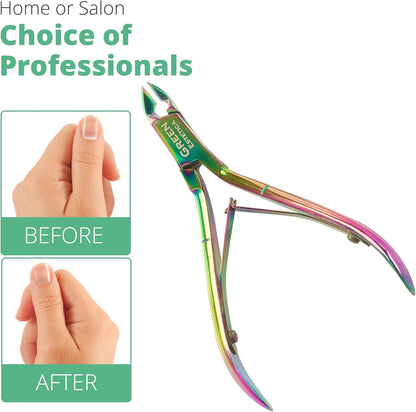 Professional Cuticle Trimmer with Cuticle Pusher Nail Cuticle Remover Nipper Silver Stainless Steel Sharp Blades Manicure Tools with Double Spring Nail Care Pedicure Nail Tools (Multi-Colored)