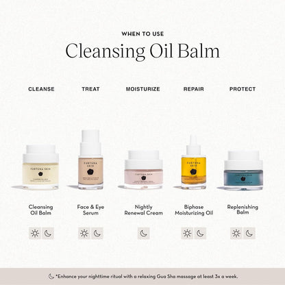 Furtuna Skin Cleansing Oil Balm - Luxurious Vegan Makeup Remover & Skin Nourisher, Olive Oil & Wild Organic Plants Blend, 80g