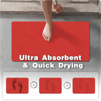 Bath Mat, Bathroom Rugs Non Slip Washable Thin Absorbent Quick Dry Bath Mat Fits Under Door Bathroom Floor Mat Perfect for Bath, Shower, or Sink 36"x60" Red