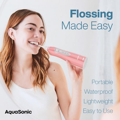 AquaSonic Water Flosser - Cordless Rechargeable Water Flossers for Teeth Cleaning - Waterproof Aqua Flosser, Portable Oral Irrigator for Dental Cleaning with 5 Jet Tips – Braces Home Travel