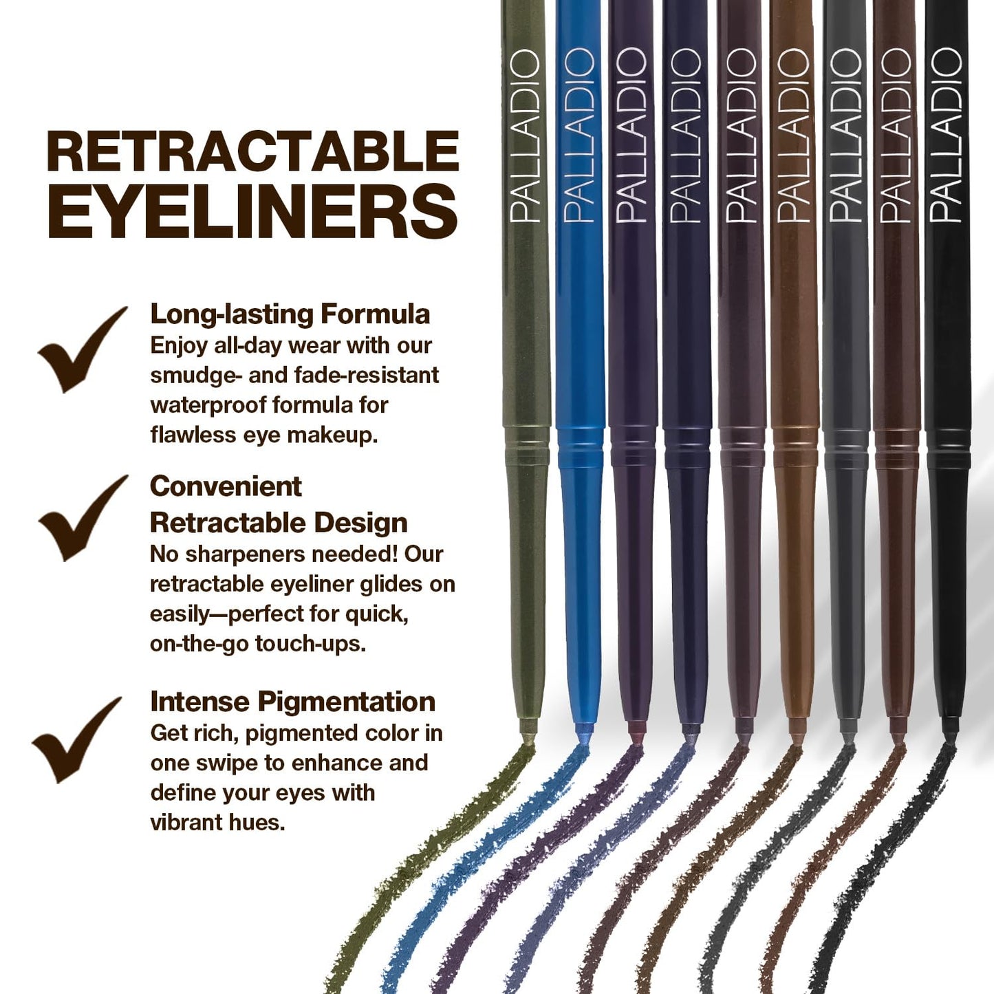 Palladio Retractable Waterproof Eyeliner, Richly Pigmented Color and Creamy, Slip Twist Up Pencil Eye Liner, Smudge Proof Long Lasting Application, All Day Wear, No Sharpener Required, Ocean Blue