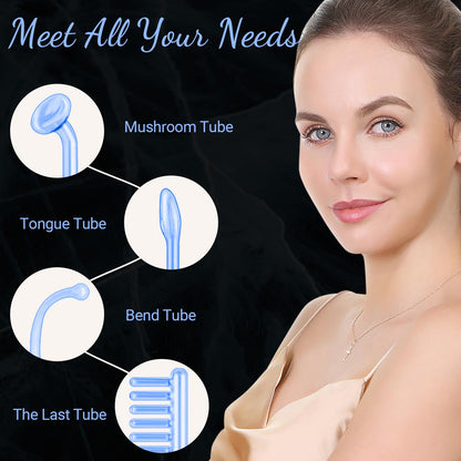 High Frequency Facial Wand - UUPAS Portable Handheld 4 in 1 Blue High Frequency Skin Facial Machine with 4 Pcs Different Blue Tubes for Home Use Face Device