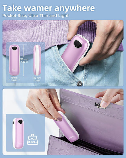 EasyAcc® Pocket Size Hand Warmers Rechargeable, Golf Hunting Hand Warmers, Real 16 Hrs Warmth, Heat Up to 131℉, UL Certified, Gloves Fitting, Golf Raynauds Skiing Essentials, Gifts Women Men