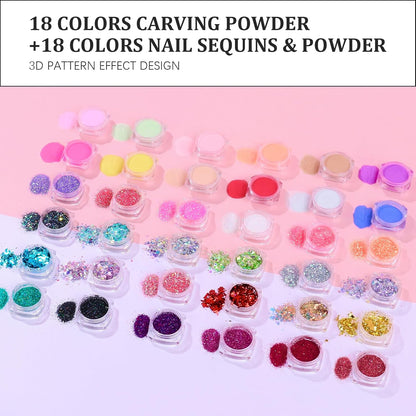 Acrylic Nail Kit with Everything: Beginners Set with Drill - Professional Acrylic Powder Glitter Monomer False Tips Top Base Coat Starter Kit - Full Decorations Nail Supplies for Nail Extensions Gift