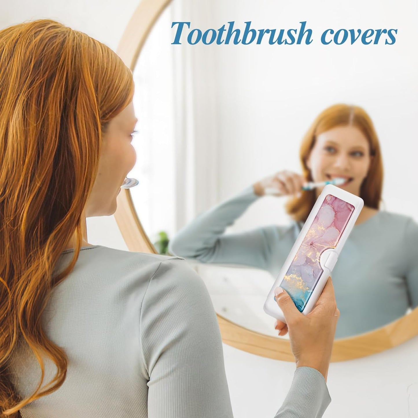 Toothbrush Travel Case - Colorful Pattern, Holder and Covers for Toothbrushes, Includes Tongue Scraper Case