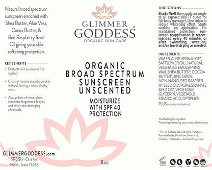Glimmer Goddess Organic Unscented Sunscreen