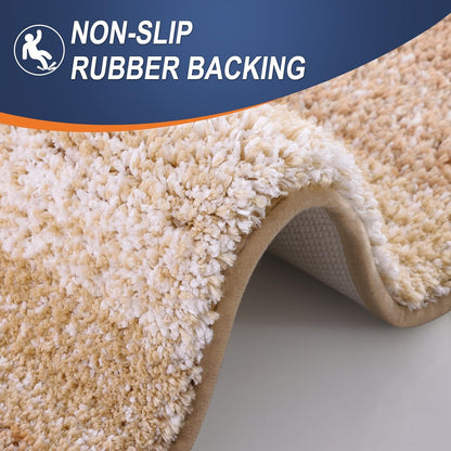 OLANLY Bathroom Runner Rugs 47x17, Extra Soft Absorbent Microfiber Bath Rugs, Rubber Backing, Quick Dry, Machine Washable Bath Mats for Bathroom Floor, Tub and Shower, Home Decor Accessories, Beige