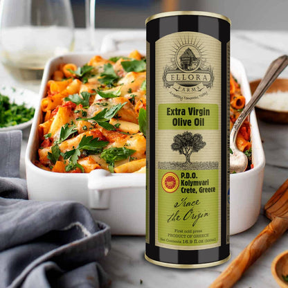 Ellora Farms, Certified PDO Extra Virgin Olive Oil, Single Estate, Single Origin, Single Variety, Cold Press & Traceable Olive Oil, Crete, Greece, Kosher CRETE 16.9 Fl Oz (Pack of 1)