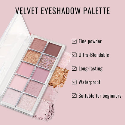 Erinde 10 Color Eyeshadow Palette Makeup - Matte Shimmer Glitter Eye Shadow, Ultra-Blendable, High Pigmented, Naturing-Looking, Neutral Nude Eyeshadow Palette with Professional Brush, Summer Dreamland