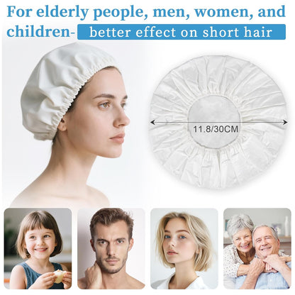 2PCS Shampoo Caps No Rinse - Rinse Free dry Shower Cap Shampoo Conditioner Rinseless Waterless Hair Washing Cap For Elderly Adults Men Women Hospital After Surgery Bedridden Patient（Short Hair）