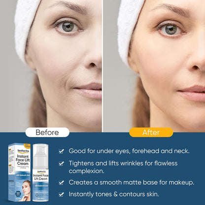 Instant Face Lift Cream, Temporary Skin Tightening Cream with Hyaluronic Acid, Visibly Firming Loose Sagging Skin for Face and Neck in 2 Minutes, Smooth Fine Lines and Wrinkle