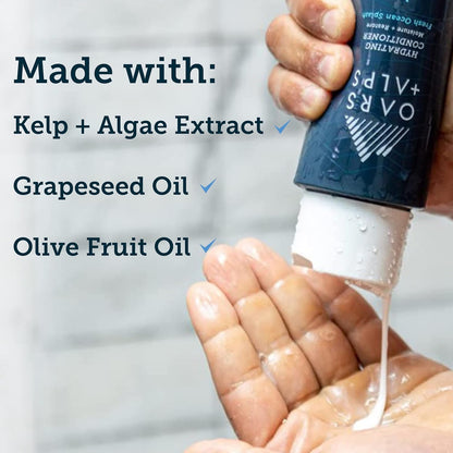 Oars + Alps Men's Sulfate Free Hair Shampoo and Conditioner Set, Infused with Kelp & Algae Extracts, Nourishing & Moisturizing, Fresh Ocean Splash Scent, 2 Pack, 12 Fl Oz Each