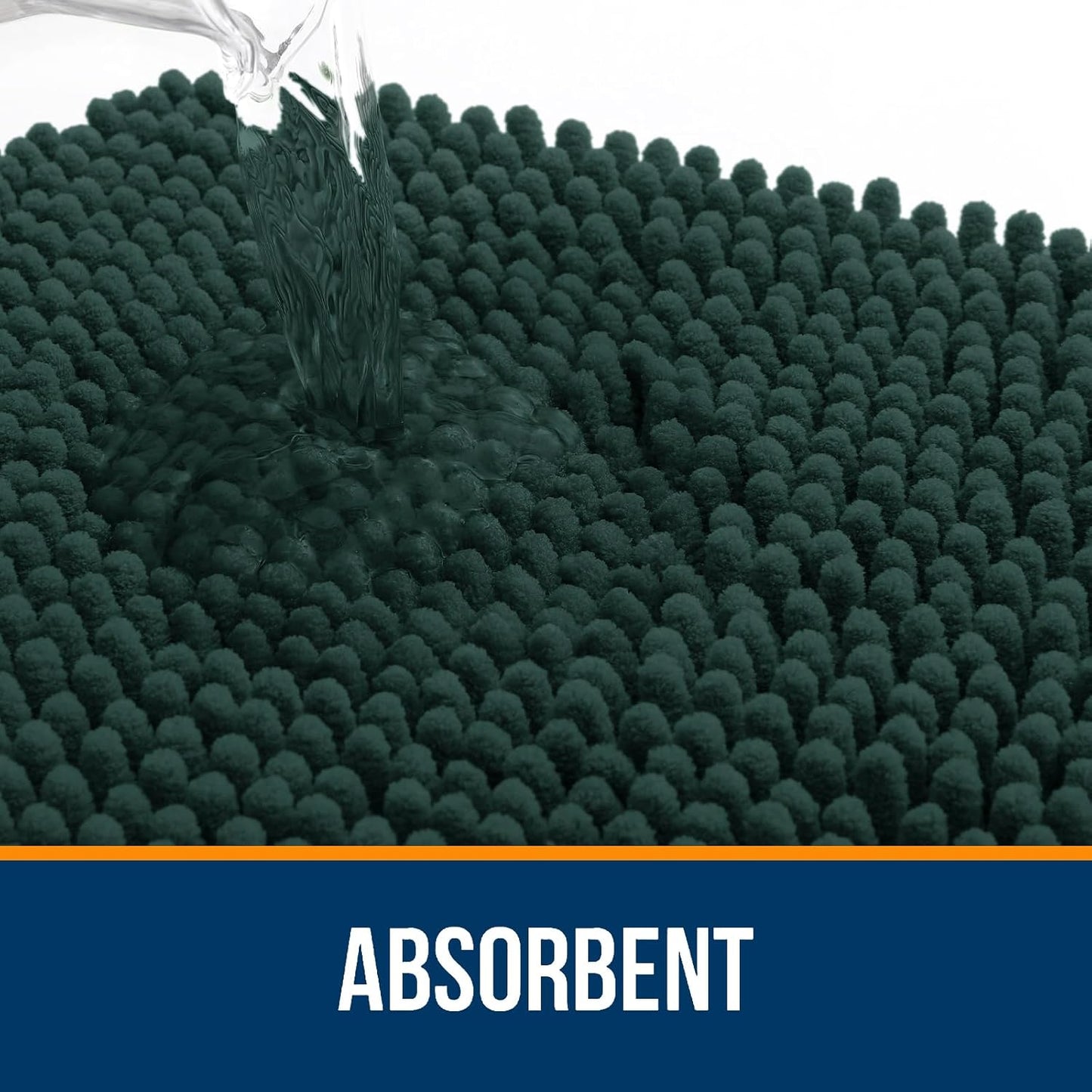 OLANLY Bathroom Rugs 59x20, Extra Soft Absorbent Chenille Bath Rugs, Rubber Backing Quick Dry, Machine Washable Bath Mats for Bathroom Floor, Tub and Shower, Home Decor Accessories, Blackish Green