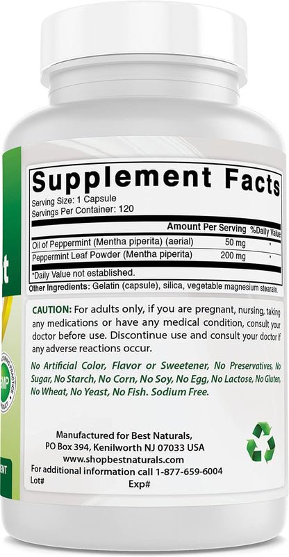 Best Naturals Peppermint Oil 250 mg 120 Capsules (120 Count (Pack of 3))