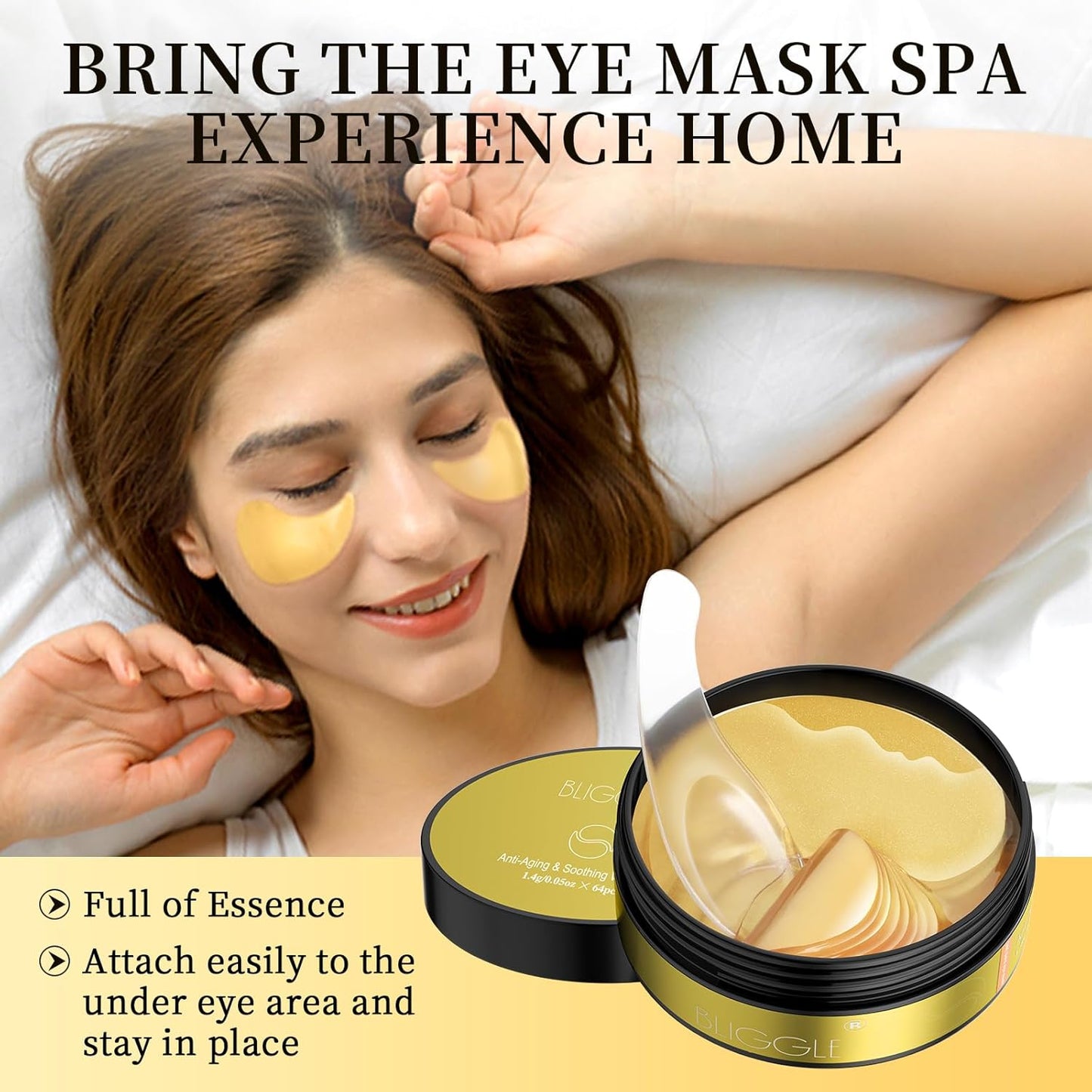 Under Eye patches (64 pcs)-24K Gold Eye Mask with Hyaluronic Acid, Cooling Eye Care for Puffy Eyes & Dark Circles Treatments,Reduce Under Eye Bags and Smooth Wrinkles