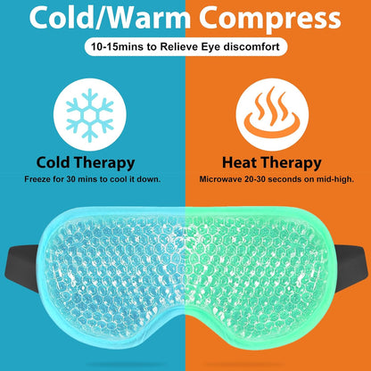 BeeVines Gel Eye Mask, 2 Pack Cooling Ice Masks for Puffy Eyes for Men & Women, Cold & Warm Compress for Post Surgery, Puffiness, Allergies & Treatment(Blue & Green)