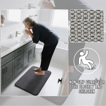 Yimobra Bathroom Runner 55"x24", Non Slip Memory Foam Bath Mat, Super Soft Water Absorbent Hallway Carpet, Machine Washable Rug for Vanity Tub Shower, Dark Gray