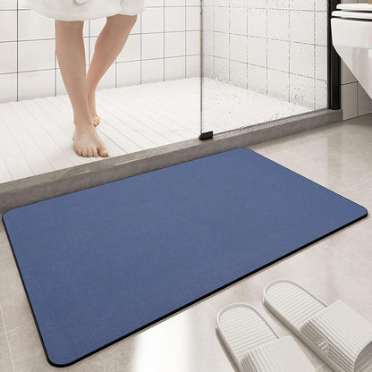 Diatomaceous Earth Bath mat Bathroom Rugs Super Absorbent Quick Dry Non Slip Bath Mat Thin Bathroom Floor Mats Fit Under Door-Shower Rug for in Front of Bathtub Shower, Blue, 15.7"*23.6"