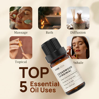 VINEVIDA Cedarwood (Virginia) Essential Oil - Undiluted - DIY Candle Scents - 10 mL