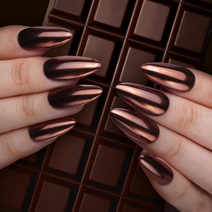 Pretty Diva Chrome Nail Powder - Coffee Chocolate Effect Nail Art Mirror Chrome Nail Powder, Brown Metallic Mirror Chrome Powder Pigment for Nail Art Decoration