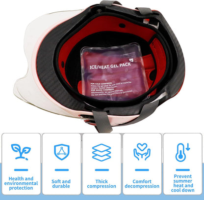 Reusable Cooling Gel Packs - Hat Inserts for Hard Hats & Caps Plus Universal Cold Therapy Wrap | 4-Hour Relief for Headaches, Injuries, Construction & Heat