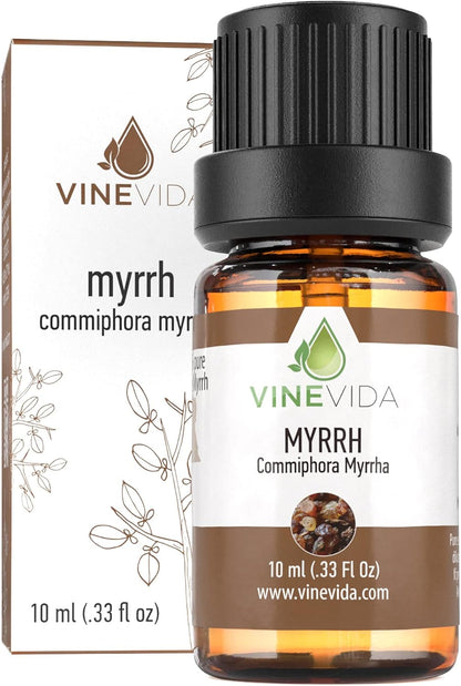 VINEVIDA Myrrh Essential Oil 10 mL - Undiluted, Pure, Vegan, Reusable Glass Bottle