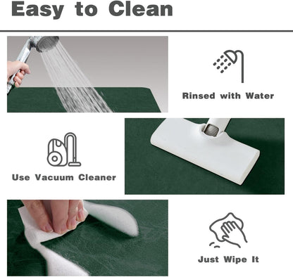 Bath Mat, Bathroom Rugs Non Slip Washable Thin Absorbent Quick Dry Bath Mat Fits Under Door Bathroom Floor Mat Perfect for Bath, Shower, or Sink 36"x60" Dark Green