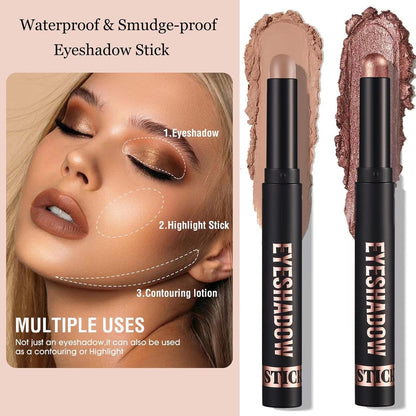 Neutral Eyeshadow Stick Cream Eyeshadow Pencil Makeup, High Pigmented Crease-proof Eye Shadow Brightener Stick, Hypoallergenic Waterproof Long Lasting Eye Highlighter stick(21# Gray Brown Matte)