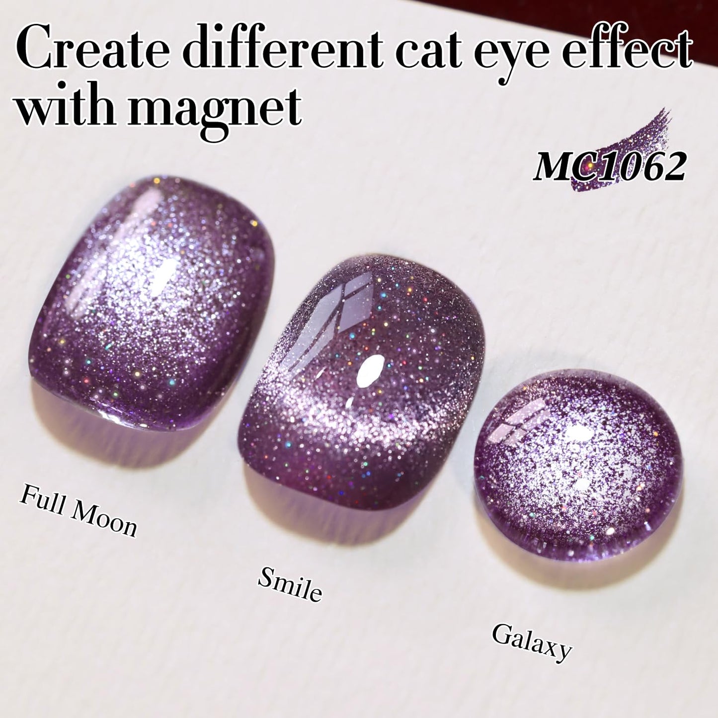 Double Rhythm 0.5 OZ Cat Eye Gel Polish with Magnet 15ML Holographic Glitter Shimmer Translucent Jelly Color Magnetic Nail Polish Salon DIY at Home (MC1062)