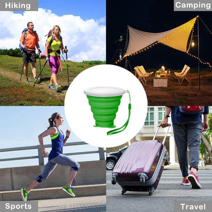 Silicone Collapsible Cup,Collapsible Cups for Camping,Folding Cup with Lids,Collapsible Coffee Cup,Reusable Drinking Mugs Cup(Green)