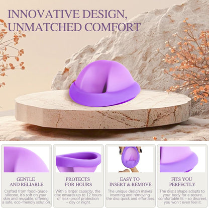 Reusable Menstrual Disc - Soft Period Disc for Beginner or Menstrual Light Flow, Leak Proof Menstrual Cup Alternative - Pack of 2 (Small Size)