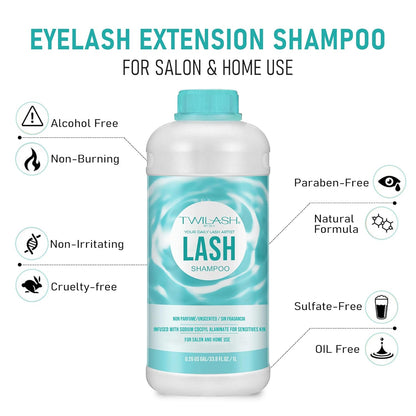 Lash Shampoo Bulk Upgraded Formula, Eyelash Cleanser for Extensions 1 Liter, Safe Makeup Remover, Non-irritating or Burning Formula Eyelid Foaming Cleanser for Professional Salon and Home Use