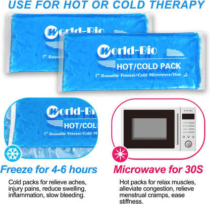 Gel Soft Flexible Ice Packs for Injuries Reusable, 2Pack-12" X 4.7", Freezer Cold Pack, Hot Cold Compress Cooling Gel Pad for Neck, Ankle, Knee, Leg, Shoulder, Elbow, Wrist, Feet Injury Pain Relief