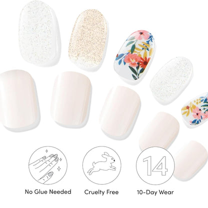 Dashing Diva Gloss Nail Strips Bundle - The Spring Florals Collection - Wallflower Frenzy & Bug Off - UV Free, Chip Resistant, Long Lasting Gel Stickers - Contains 2 Sets