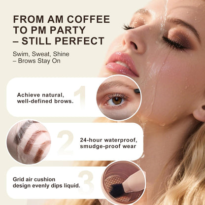 Eyebrow Pen with Hair-Like Strokes, Microblading Eyebrow Pen, Angled Brow Tint Brush for Eyebrows, Smudge Proof, Long Lasting, Easy to Color, Brown