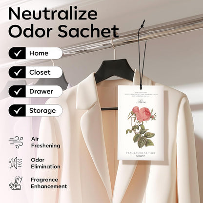 12 Pcs Rose Sachets Long Lasting Air Freshener Fragrance Potpourri Bags Odor Eliminator for Home Closet Drawer Deodorizer