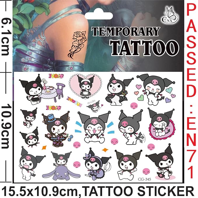 60pcs kuromi temporary tattoo stickers