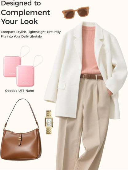 OCOOPA Hand Warmers Rechargeable, Smart Temp Control 7H*2 Long Safe Heat, Ultra Slim, Pocket-Size Design That Fits Gloves, Gifts for Women, Outdoor, Office, Commute (UT5 Nano)