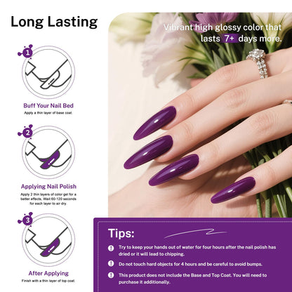 16.5ml Purple Nail Polish Large Volume Quick Drying Nail Polish, Fast Drying and Long Lasting Color Nail Art DIY Home Manicure Gift for Women