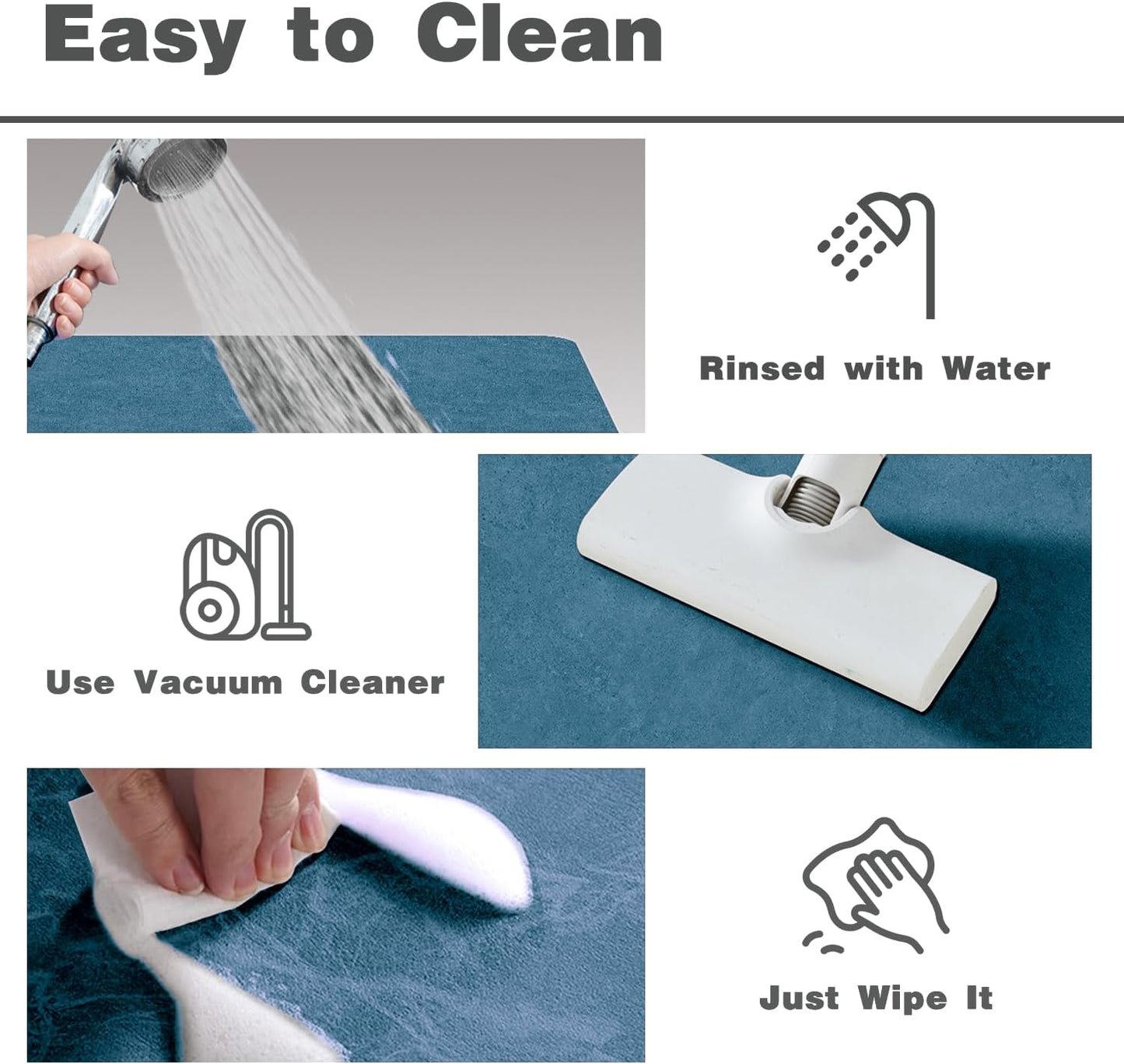 Bath Mat, Bathroom Rugs Non Slip Washable Thin Absorbent Quick Dry Bath Mat Fits Under Door Bathroom Floor Mat Perfect for Bath, Shower, or Sink 36"x60" Denim Blue