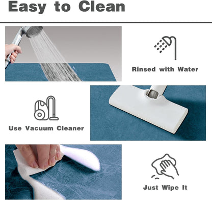 Bath Mat, Bathroom Rugs Non Slip Washable Thin Absorbent Quick Dry Bath Mat Fits Under Door Bathroom Floor Mat Perfect for Bath, Shower, or Sink 36"x60" Denim Blue
