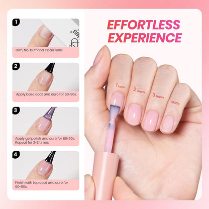 Beetles Jelly Gel Nail Polish Set - 6 Colors Neutral Sheer Milky White Nude Pink Gel Polish Kit Translucent Soak off UV French Nail Art Manicure Gift for Women Girls