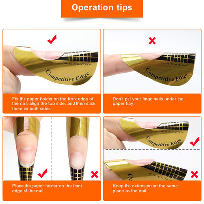 200 PCS Nail Forms for Builder Gel, AHIER Self-adhesive Nail Extension Forms for DIY at Home Professional Nails Art Supplies